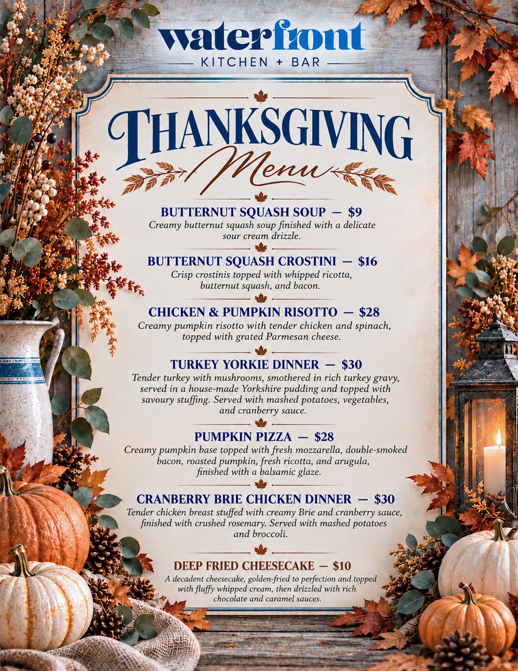 Thanks Giving Menu